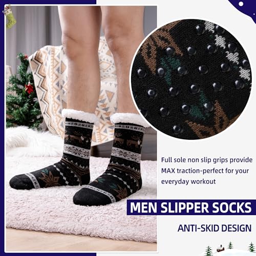 DoSmart Men's Winter Thermal Fleece Lining Knit Slipper Socks Soft Warm Cozy Fuzzy Fluffy Christmas Non Slip Socks4