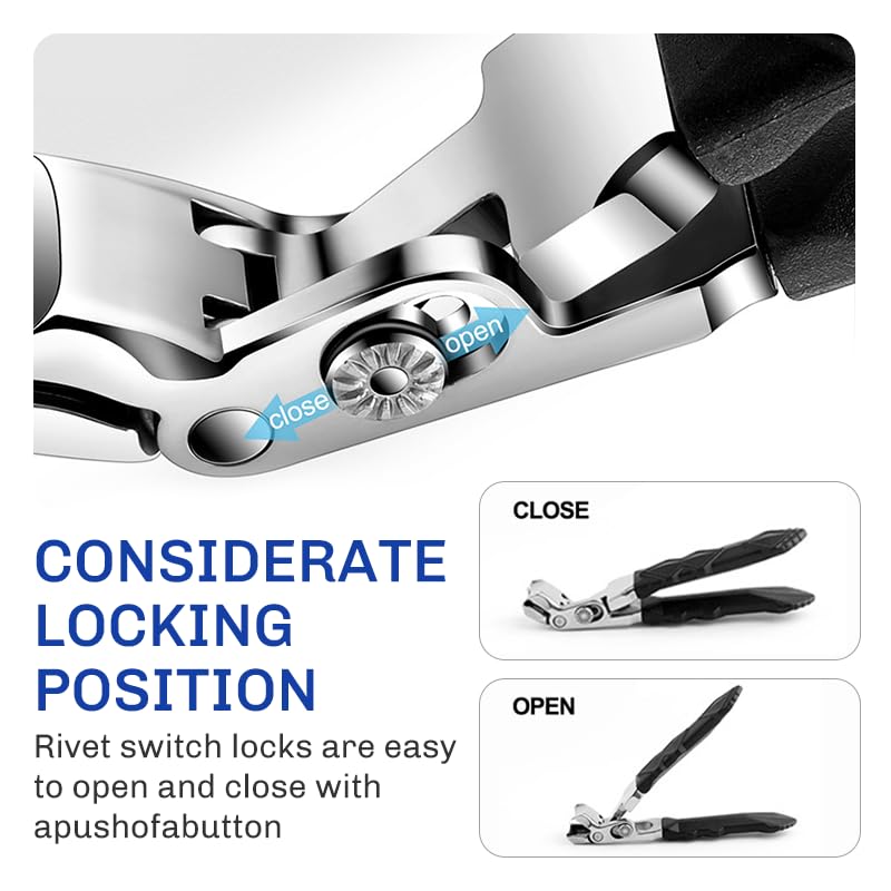 Clipmaster Pro Nail Clippers,2025 New Nail Clipper, Clipmaster Pro Toenail Clippers, Large Angled Head Toenail Clippers with Wide Opening, for Seniors Thick Toenails (1 Set)