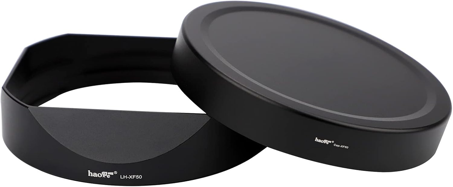 Haoge Metal Square Lens Hood Bayonet for Fujifilm XF50mm F1.0 R WR, Fuji 50mm F1 Hood Shade with Metal Front Cap