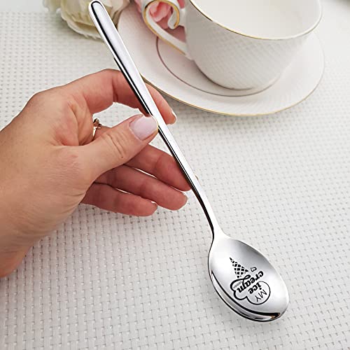 Whing Funny Cute My Ice Cream Spoon Engraved Stainless Steel Spoon For Ice Cream Lovers, Best Friends Birthday Valentine Christmas Gift #TOP2