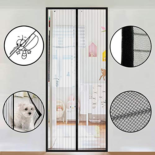 Preisvergleich Produktbild GOUDU Magnet Fliegengitter Tür Magnetischer Fliegenvorhang Insektenschutz Glasfasermaterial für Balkontür Wohnzimmer Terrassentür - Schwarz 120x205cm(47x81inch)