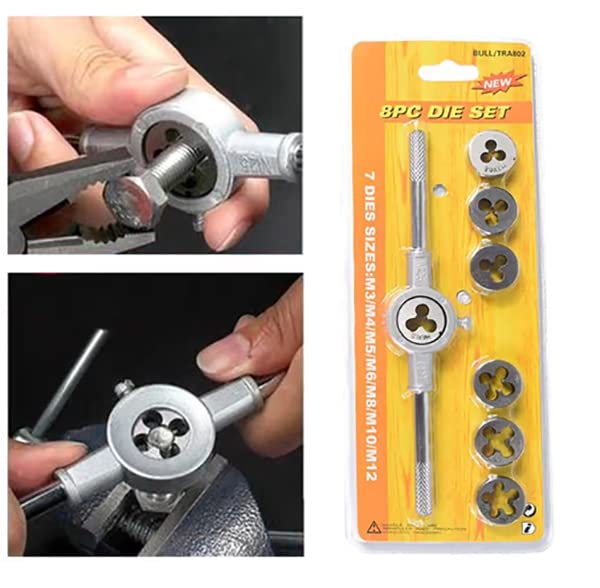 YADAV 8pcs Metric Adjustable Tap Die Wrench Set M3-M12 Screw Thread Taper Hand Tool 1
