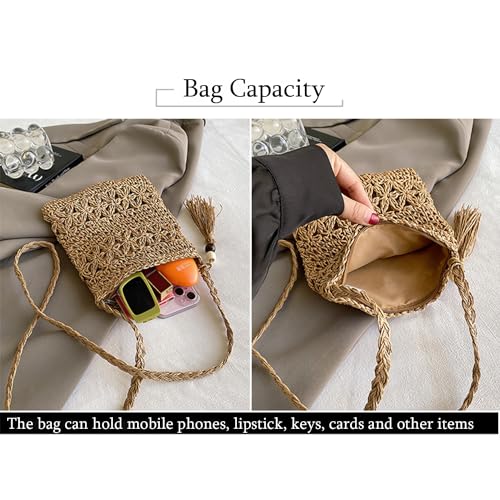 Boho Straw Crossbody Bags for Women Handmade Beach Bag Summer Woven Crossbody Bags Small Purse Crochet Purse4