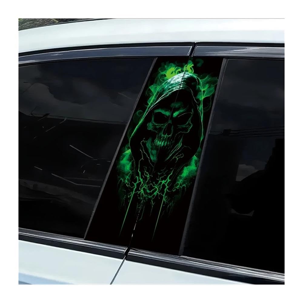 Decorative Items 2 Pieces of Automotive B-Pillar Stickers Skull Smooth Material Protection Film with Anti-Scratch Properties