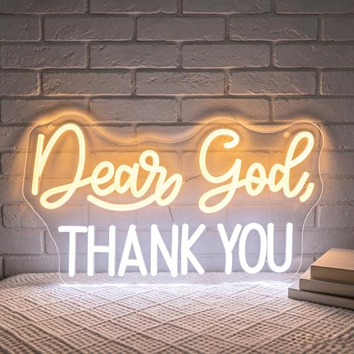 Image of Dear God Thank You Neon Sign for Wall Decor Light Up Sign Led Signs for Room Party Home Wall Decor USB Powered
