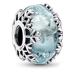 Winter Blue Snowflake Murano Charm