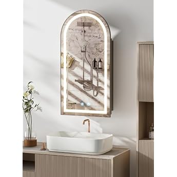 Mirror Pharmacy with LED Lighting - 40 x 79 cm Bathroom Mirror Cabinet with Anti-Fog Function Adjustable Shelves Medicine Cabinet for Bathroom with Touch Sensor Black