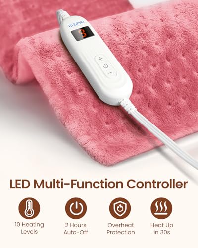 Image of RENPHO Electric Heating Pad for Back, Birthday Gifts for Women Men, Heating Pads for Neck and Shoulder, FSA Eligible HSA Store, Auto-Off, ETL Certified, 12 inchx24 inch Pink