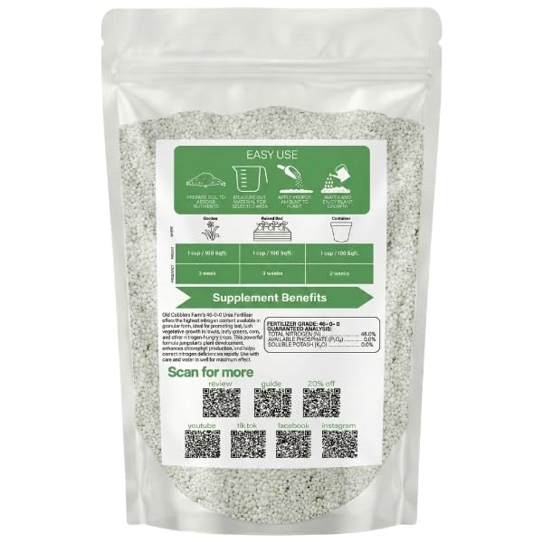Old Cobblers Farm™ Wicked Growth High-Efficiency 46-0-0 Fertilizer - Urea - Fast-Acting Nitrogen Source for Lush Growth in Gardens & Farms -Soluble (5 lbs | 10 lbs | 15 lbs | 20 lbs) (20lbs)