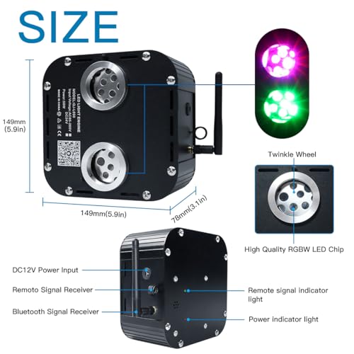 Image of AKEPO 50W Dual-Head Dual-Color Twinkle Fiber Optic Light Engine, Twinkle+Same or Different Color+Bluetooth APP Control+Music Activated+28-Key Remote for Home Fiber Optic Star Ceiling Kit