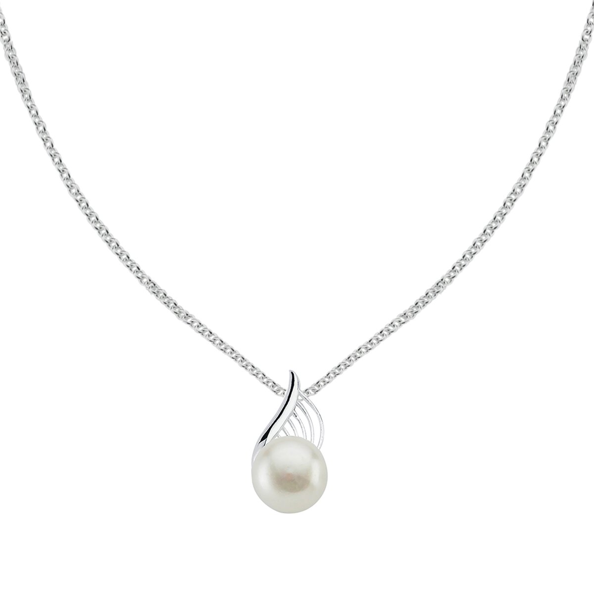 Vinani Ciondolo Fiore Con Perla Naturale E Catena Serpente - Argento Sterling 925 - Made In Germany - 3