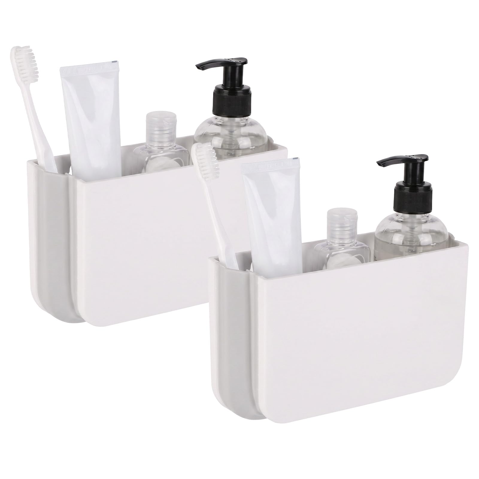 2pcs Cruise Magnetic Organizer, Foldable Wall Mount Storage Boxes for Cabin Bathroom Wall Storing Toothbrushes Data Cables Small Items with Adhesive Sheets Travel Essentials
