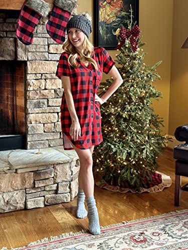 Image of Ekouaer Women V Neck Button Down Nightgown
