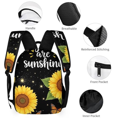 Backpack Book Bags with Lunch Box Storage Bag Backpack Set Daypack with Lunch Bag and Cosmetic Bags (Monarch Butterfly Sunflower (5))3