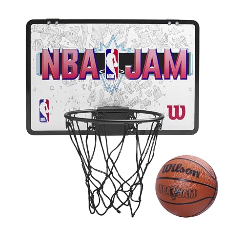 Wilson Mini Panier de Basket NBA Jam, Ballon de Basket et planche d'autocollants inclus