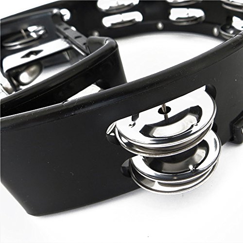 Drum Set Tambourine With Mounting Eye Bolt,Hi Hat Tambourine(Black,Red) (10 Double Rows Of Jingles, Black) #TOP3