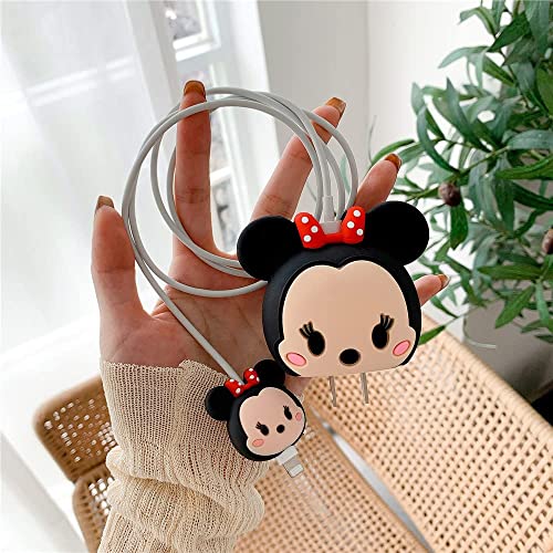 Image of Meyaar Silicone Protective Case for Apple 20W & 18W iPhone USB-C Adapter Charger, Cute Case for iPhone Charger 18W /20W (Cable Protector Not Included) (Minnie+Mickie)