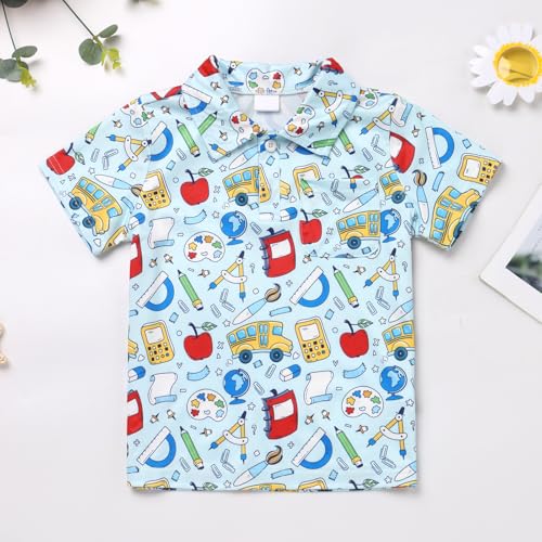 FYMNSI Boys Back to School Shirt School Supplies Short Sleeves Tees Tops Toddler Kids Summer Casual Henley Shirts Clothes2