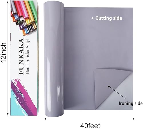 Miniatura 9 de FUNKAKA Rollos de vinilo HTV  Vinilo de transferencia de calor de 12 x 40 pies, vinilo blanco HTV para Cricut & Silhouette Cameo  Fácil de cortar y