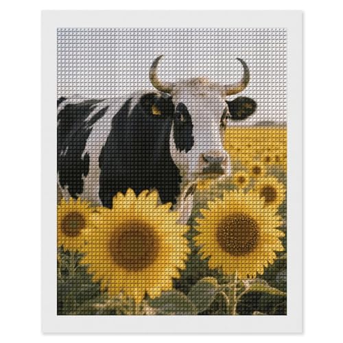 Kit peinture diamant 5D vache et tournesol maccbn canevas carré