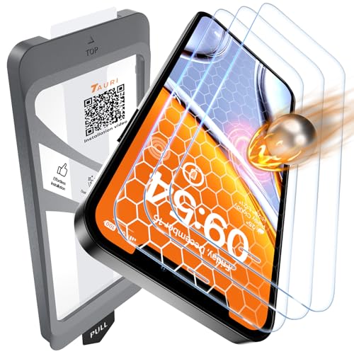 TAURI für iPhone 12/12 Pro Panzerglas 6,1' mit Staubfreie Installationswerkzeug, Gehärtete Glas Displayschutz, Full Screen Kratzfest Schutzglas, Anti-Fingerabdruck und Bubbles Schutzfolie, 3 Stück