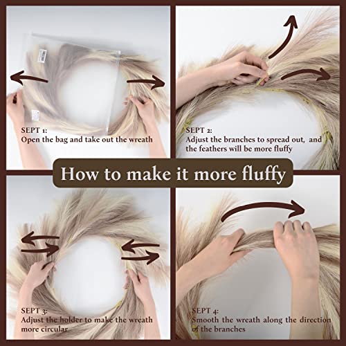 Perfnique Pampas Grass Wreath, 27'' Faux Pampas Wreath For Front Door thumb #3