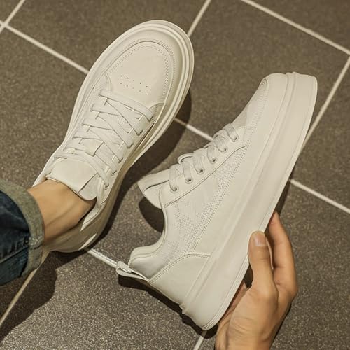 Men's Fashion Breathable Mesh Leather Lace Up Sneakers Casual Retro Non Slip Round Toe Platform Driving Walking Sneakers4