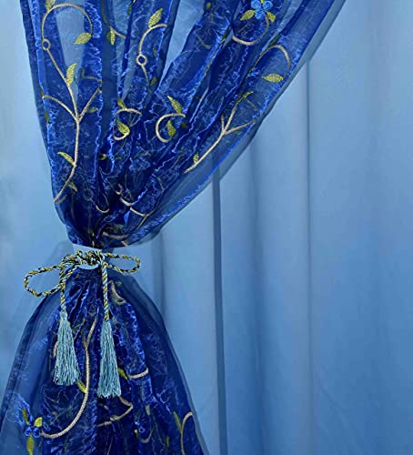Image of Polyester Door Curtain Pack of 2 (7 Feet, Navy Blue + Sky Blackout)