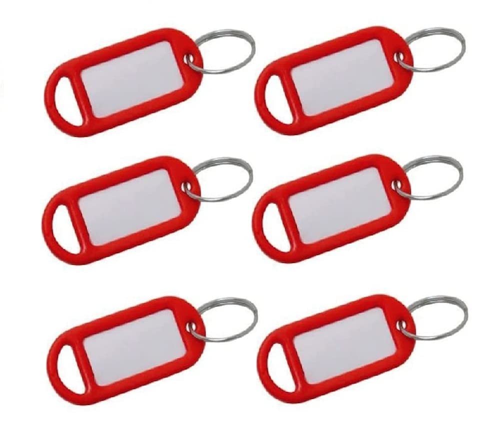 Merriway Red Bh02563 (20 Pcs) Key Ring Luggage Tags With Labels - Pack Of 20 Pieces