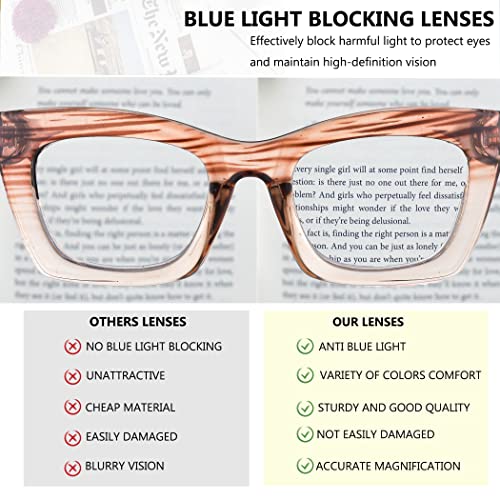 Image of 3 pack style Spring hinge Readers Blue Light Blocking Computer Square Reading Glasses for Women Men