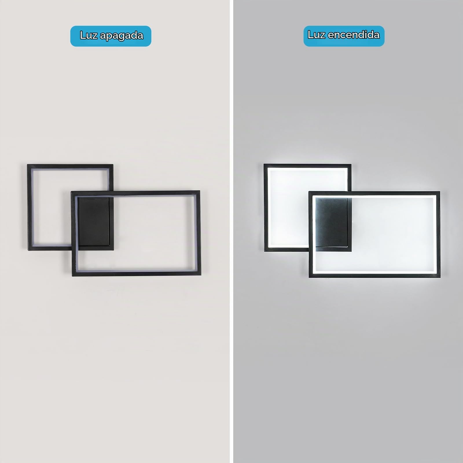 34W 3825LM Aplique Pared Interior LED Blanco Frío 6500K 41CM Negro | Moderno Lámpara de Pared de Aluminio Decorativo, Rectángulo Luz de pared para Dormitorio Sala de Estar Pasillo
