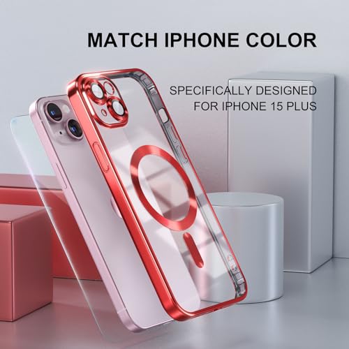 Image of Misea Magnetic for iPhone 15 Plus Case Compatible with MagSafe Red