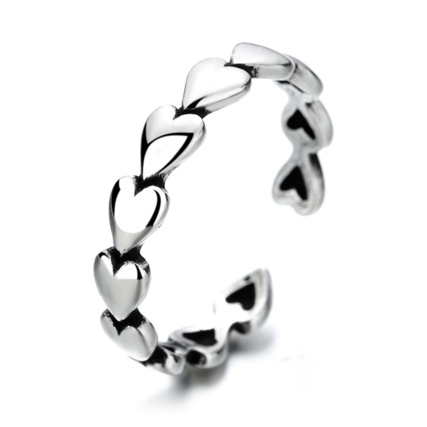 Retro Love Heart Hollow Open Ring Kobieta INS Trend Słodki Sexy Elegancki Hand-Made Hip-Hop Moda Tajska Srebrny Pierścień