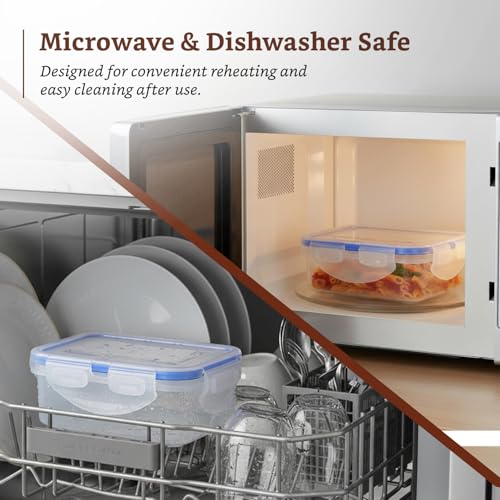 Image of Amazon Brand - Solimo Square Plastic Storage Jar & Container Set | Airtight Lid | BPA-Free Plastic | Microwave Safe | Dishwasher Safe | Kitchen Storage | 350ml, 730ml, 1200ml & 2000ml | Set of 8