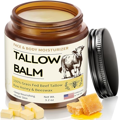 Veakoo Beef Tallow for Skin, Organic Whipped Tallow and Honey Balm, Grass Fed Beef Tallow Face...
