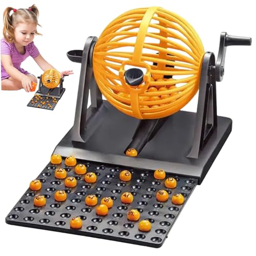 BeVistoso Ensemble de Bingo, 12 Cartes et 90 Boules de Bingo numérotées avec Cage, Machine Jeu Amusante pour Enfants, Adultes, Famille, sans jetons, Ensemble Jeu