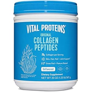 Vital Proteins Collagen Peptides Powder with Hyaluronic Acid and Vitamin C, Unflavored, 20 oz