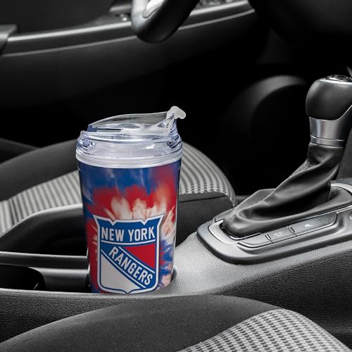 Image of Rico Industries NHL Hockey Team Color Tie Dye 24oz Metallic Acrylic Tumbler with Hinged Lid, Officially Licensed Double Wall Tumbler with Straw