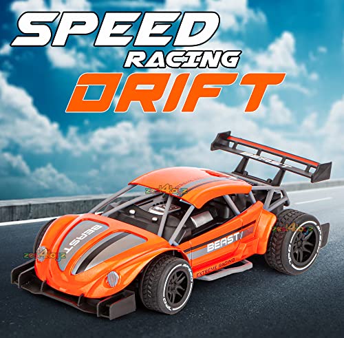 Image of Zest 4 Toyz RC Car, Orange, High Speed, 2.4Ghz, 4Channel, USB Rechargeable, Alloy Body, Realistic Drift, Gift for Boys & Girls (36+ Months), Small, Unisex