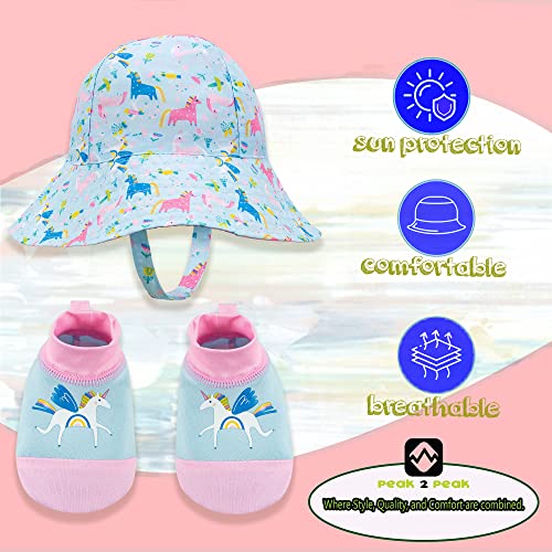 PEAK 2 PEAK Kids Boys and Girls, Baby Swim Unicorn Hat and Booties Set, Sun Protection UPF 50+ - Age 0-12 Months4