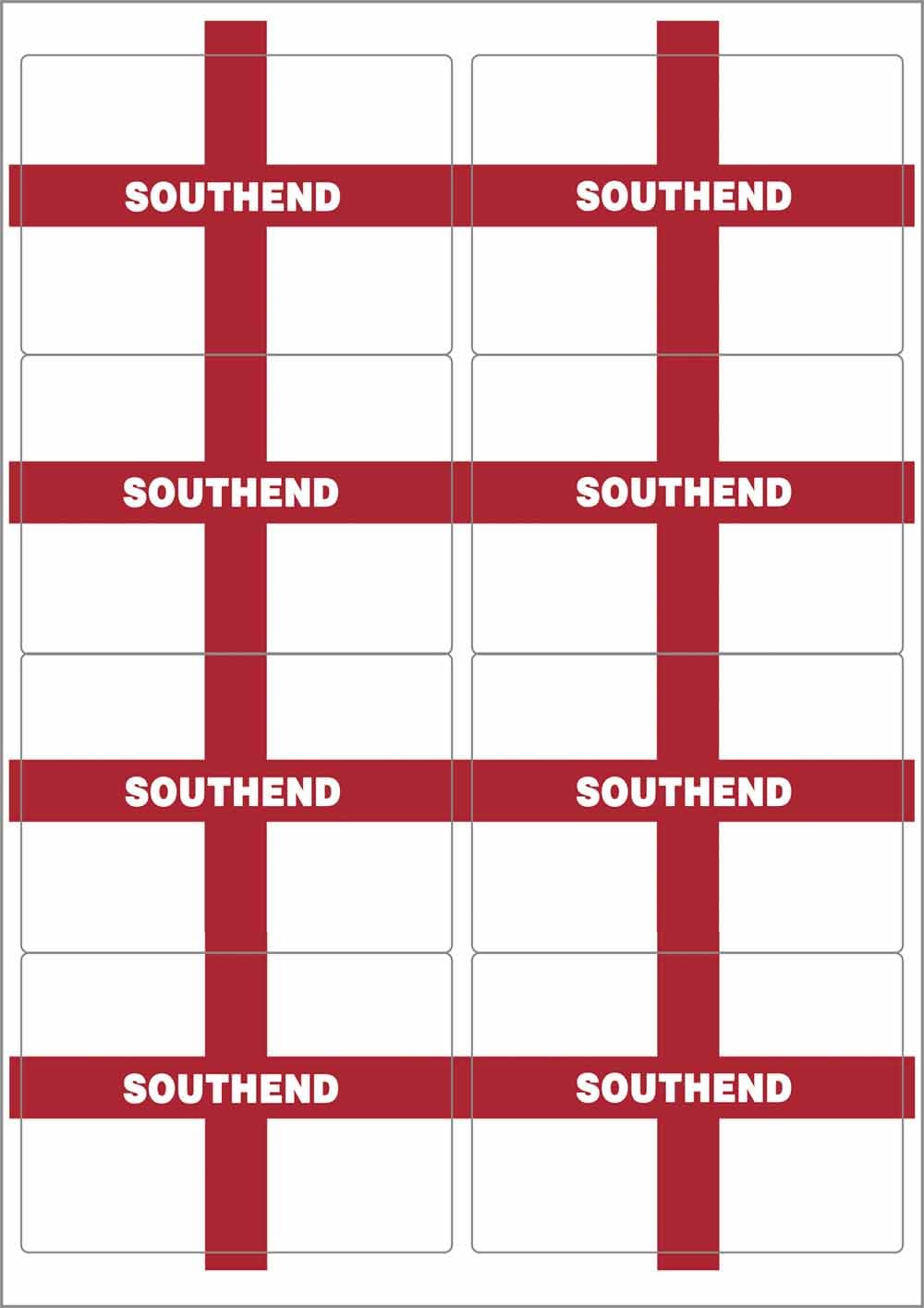 Ozorath Multicolor Southend England Flag Rectangular Matt Paper Stickers A4 Sheet Of 8 (Each Sticker Is 99Mm X 68Mm)