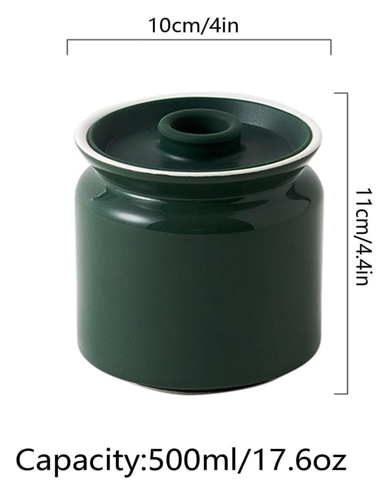 Sucrier avec couvercle, pot à sucre en céramique, pot à sucre, pot à épices, pot à sucre, sel et assaisonnement, blanc - 300 ml (vert foncé, 500 ml)