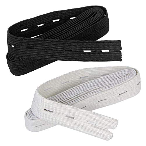 PULABO Nice DesignElastic Band Buttonhole Elastic Cord Sewing Elastic Band Sewing Craft Accessories 2 PCS Black/White 1.5cmx2m