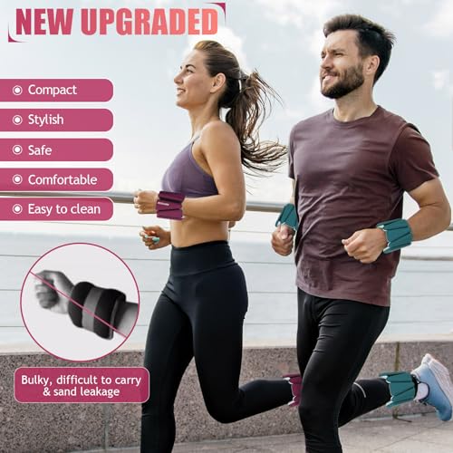 Image of BECOJADDE Ankle Weights Set of 2 (1 lb /2 lb /3 lb Each) Adjustable Wrist Weights for Women Men Wearable Arm Leg Weight for Pilates, Running, Walking, Workout, Yoga