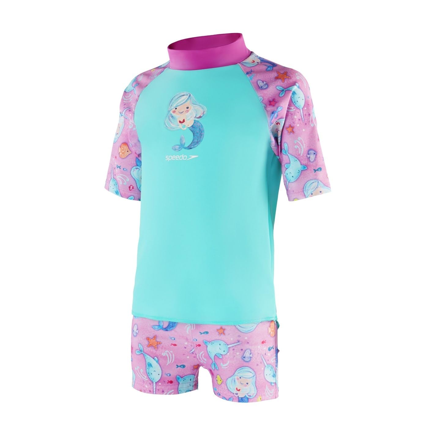 Speedo Infant Short Sleeve Printed Sun Protection Rash Top Set Guard Shirt Niñas (Pack de 1)