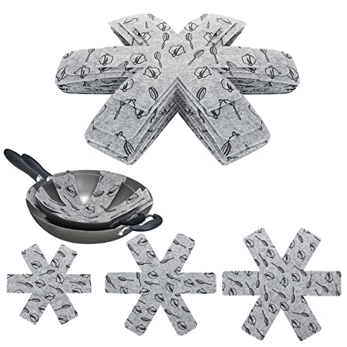 Lot De 2 Protections En Feutrine Pour Poêles Et Casseroles - 38x38 Cm, Gris, Découpable