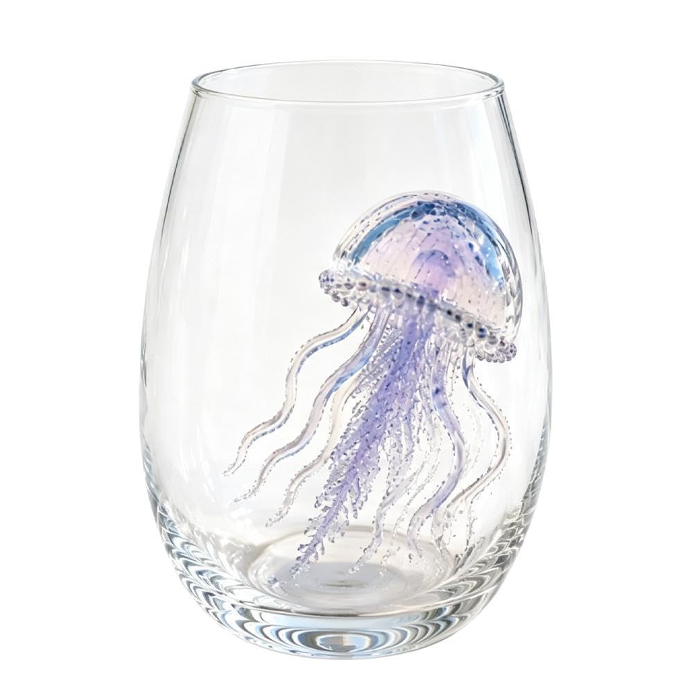 Artisanal Blue Ringed Octopus Glassware, Ocean Octopus Drinking Glass Barware, Handmade Nautical Cocktail Cup, Marine Animal Inspired Ocean Decor for Home Bar Gift