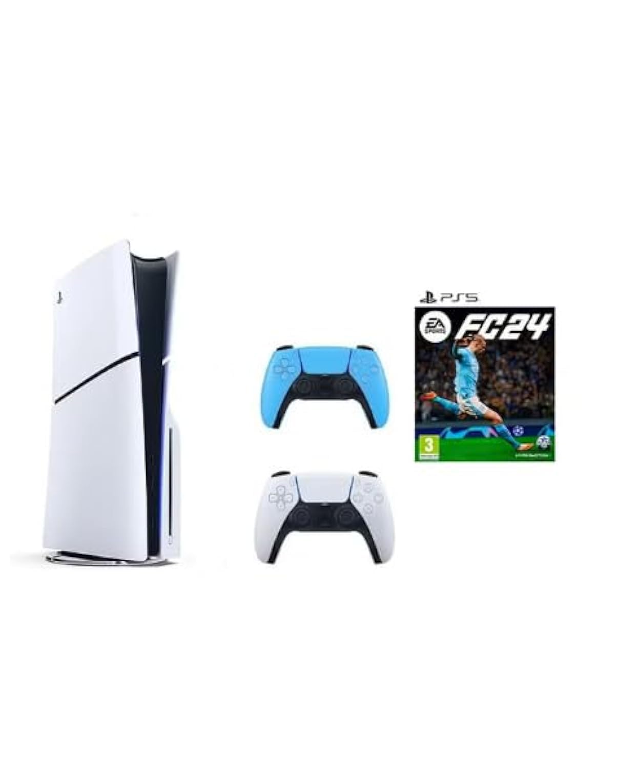 SIE Sony PlayStation 5 Slim Disc with Extra Dualsense Blue Controller and FC24 - International Version