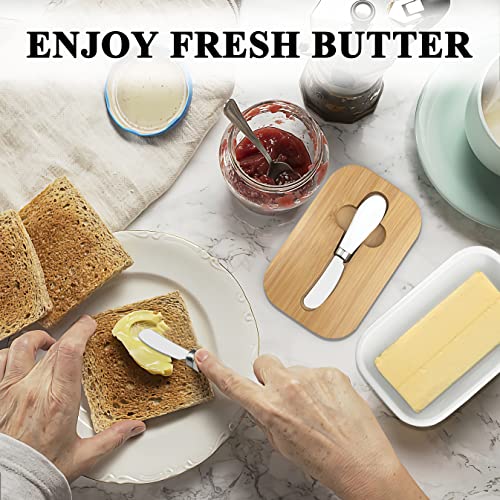 Butter Dish, Ceramic Butter Dish With Lid, Large Butter Keeper Perfect For 2 Sticks Of Butter And Keep Your Butter Soft, Safe To Dishwasher #TOP7