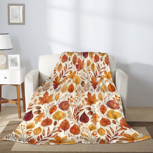 Couverture pelucheuse et légère orange automne jeté de lit canapé 152x203cm